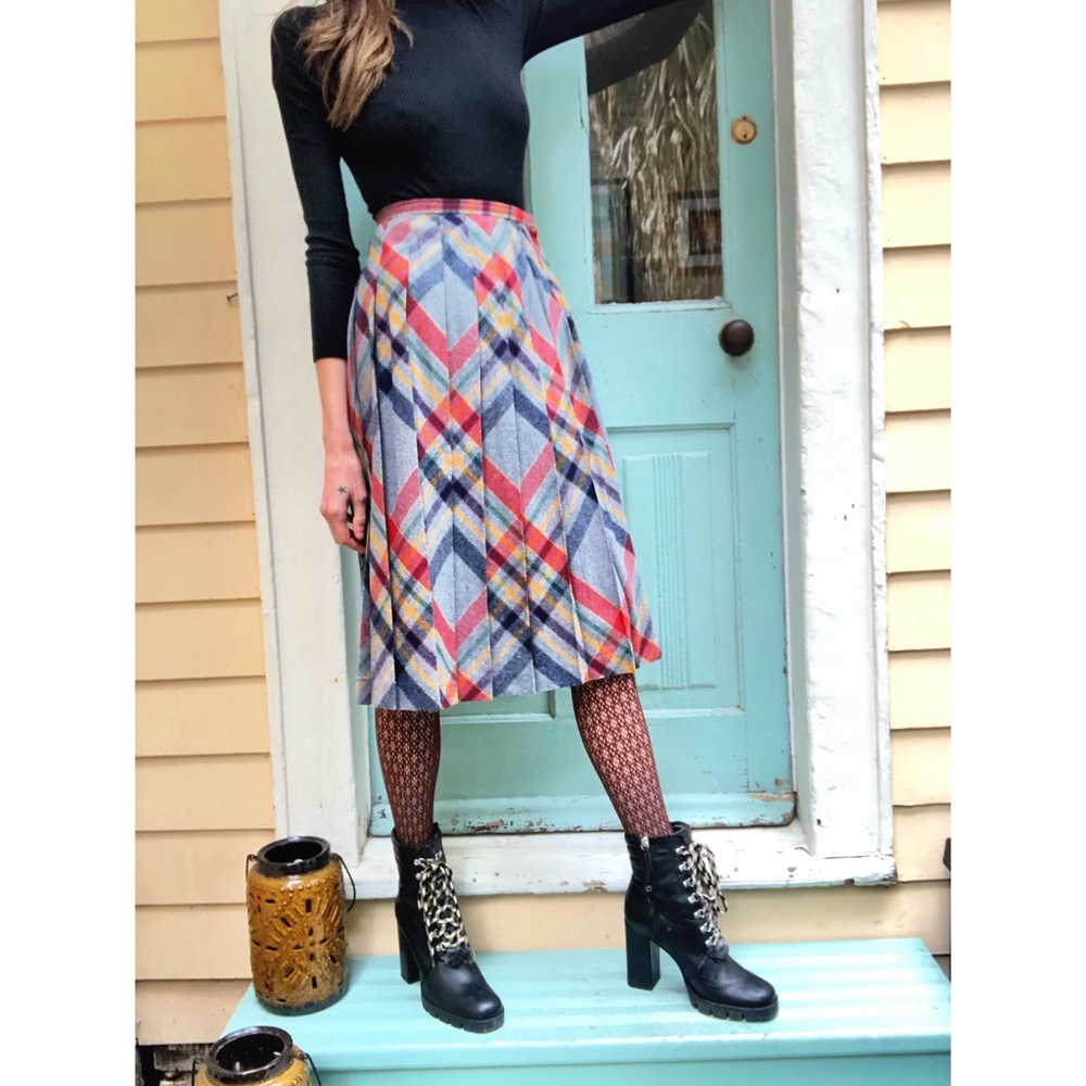 VINTAGE Union Made Wool Blend Pleated Skirt EUC